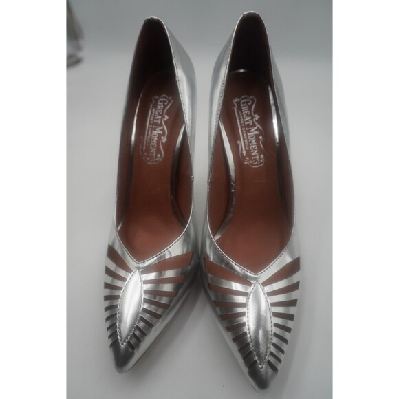 Jeffrey Campbell Venting Silver Dressy Metallic Pointed-Toe Stiletto Pumps 7.5 - Picture 4 of 14